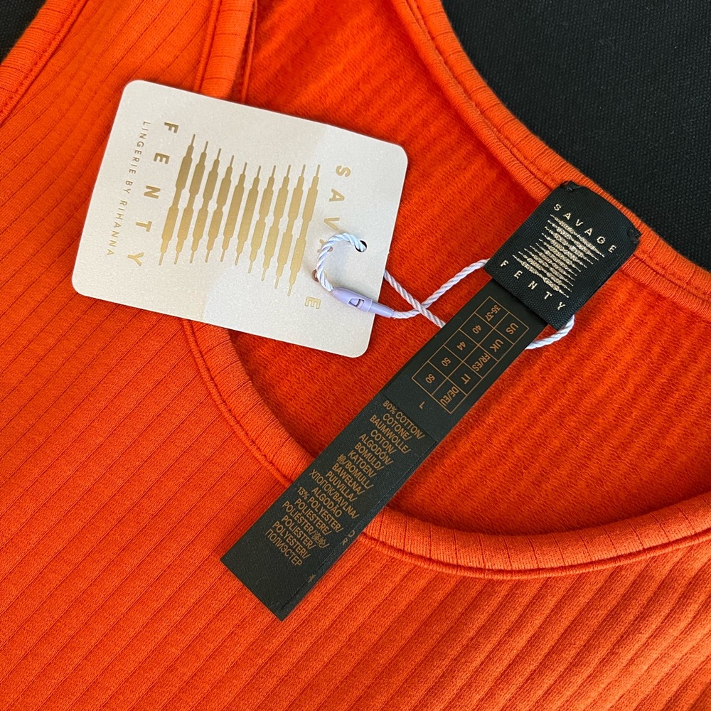 Savage X Fenty Orange Razorback Muscle Tank Top Mens Size Large NWT